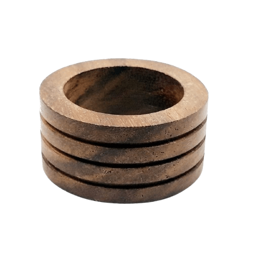 WOOD NAPKIN RING (POLISH) SET OF 4